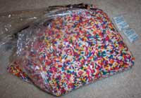 Rainbow sprinkles and silica gel
packets