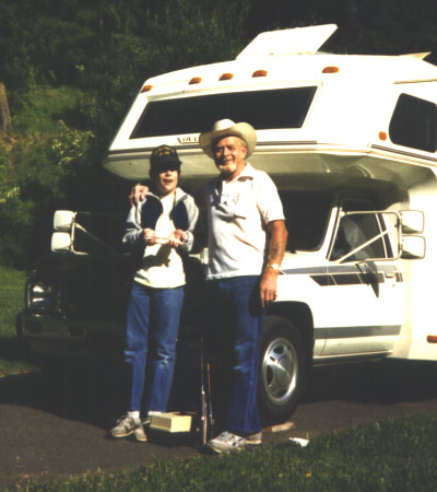 Granddad and Travis fishing, June 1988 - Proud catchers of the smallest fish you've ever seen.