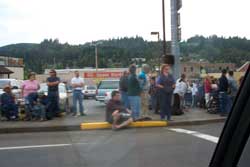 People line the street to watch the
parade.