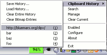 ClipX tray
menu