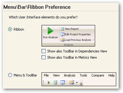 Select the Ribbon interface from the Options
menu.