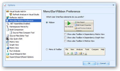 NDepend options for selecting an interface
choice.