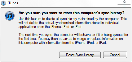 Reset sync history
warning.