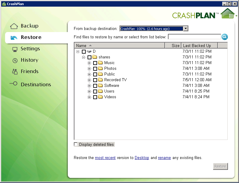 CrashPlan restore
tab.