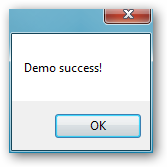 The demo success message
box.