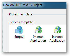 Selecting an empty MVC3
project.