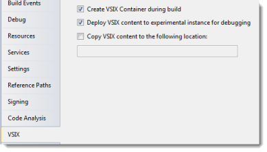 Set the VSIX container to build and deploy