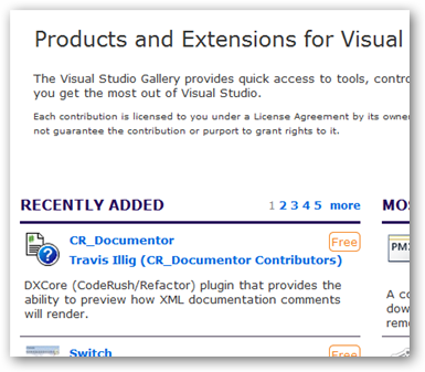 CR_Documentor in the Recently Added list of the VS
Gallery