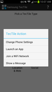 Samsung TecTile app: TecTile
Action