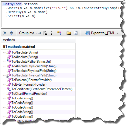 Demo query results in
NDepend