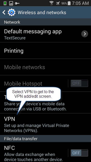 Choose "VPN"