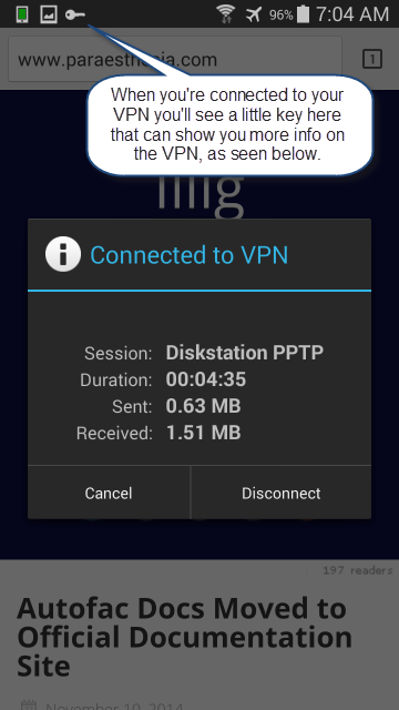 The VPN details will show connection information