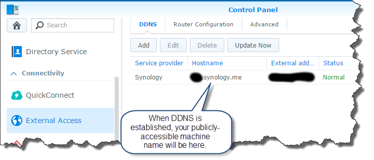 The DDNS settings will show your NAS