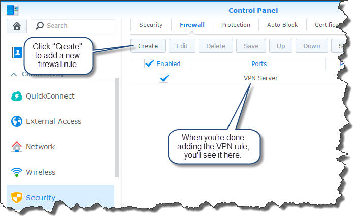 Start creating a new firewall rule