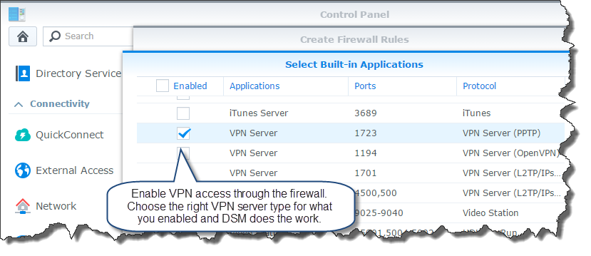 Select the VPN from the list of applications