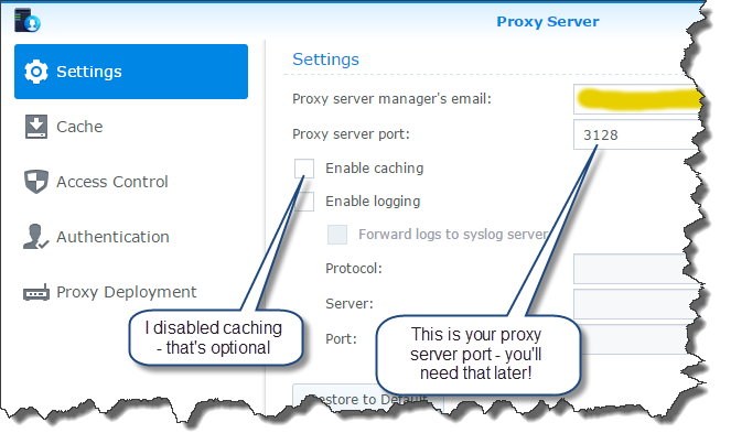 Proxy server settings updated