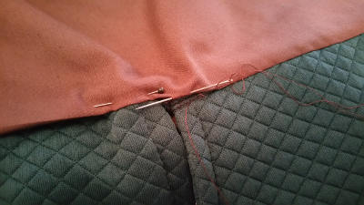 Slip-stitching the doublet lining