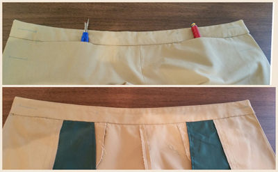 Pants front waistband attached