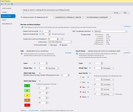 Issue and Debt settings (click to enlarge)