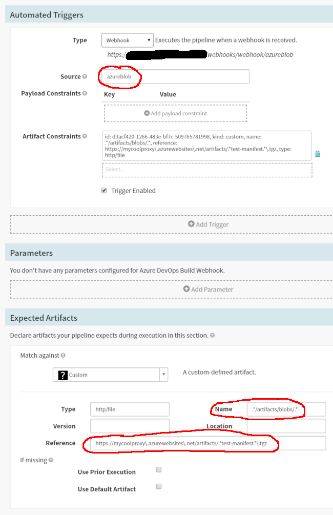 Set up a webhook pipeline trigger with artifact constraints