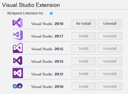 Install NDepend extension for VS