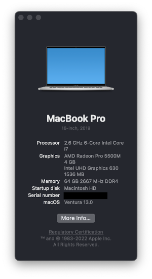 The 'About This Mac' window - click the 'More Info' button